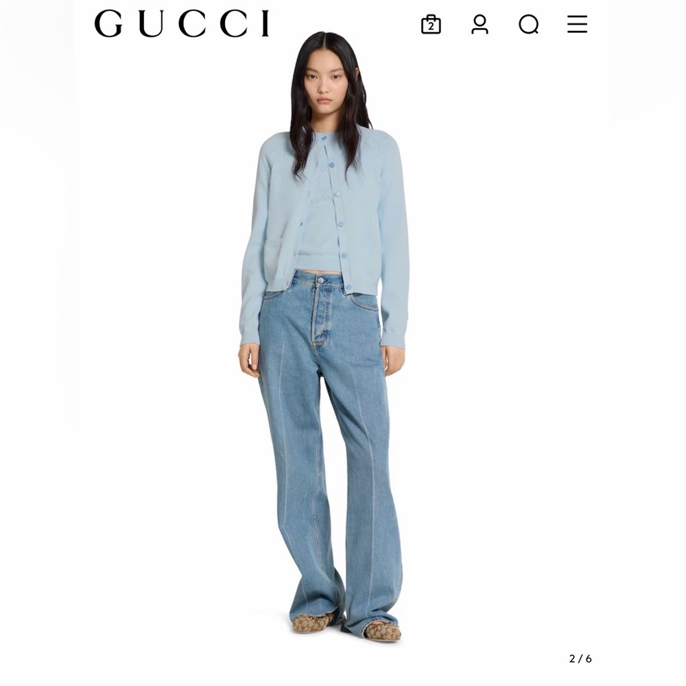 GUCCI | ✨NEW✨ GG Cotton Crewneck Top in Pale Blue - Picture 5 of 10